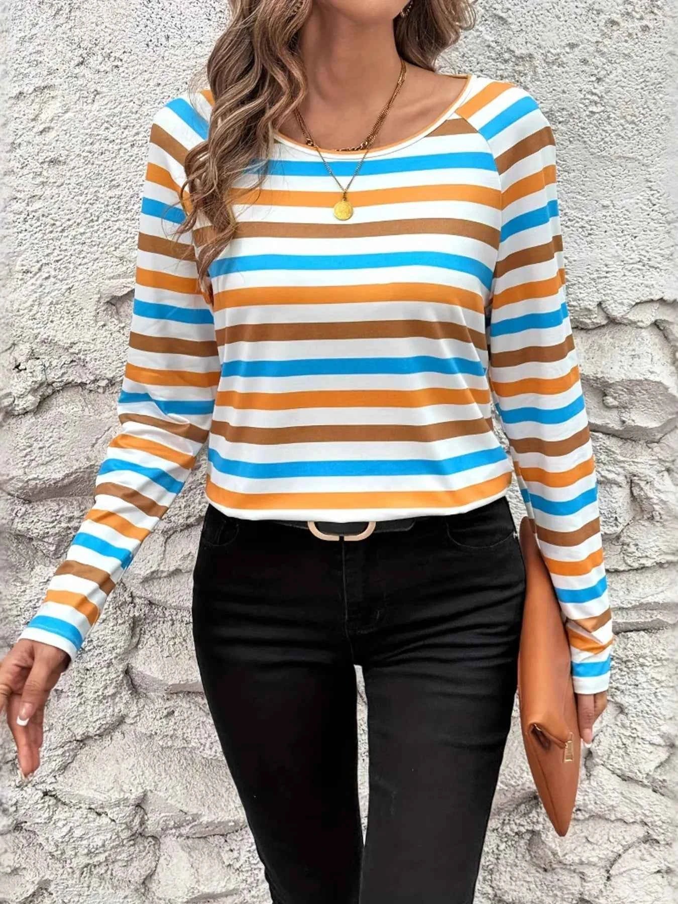 Full Size Striped Long Sleeve Casual Top Plus Size dcc5724d576e4a19b406dcef0d256740-Max-Origin