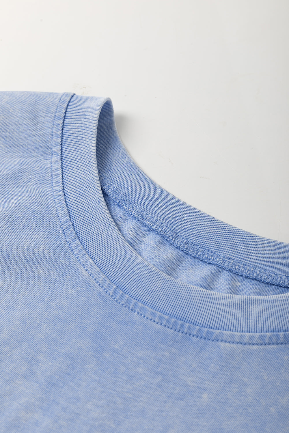 Sky Blue Mineral Wash Flower Patchwork Mini T Shirt Dress dcf672f9a7f4a3ee