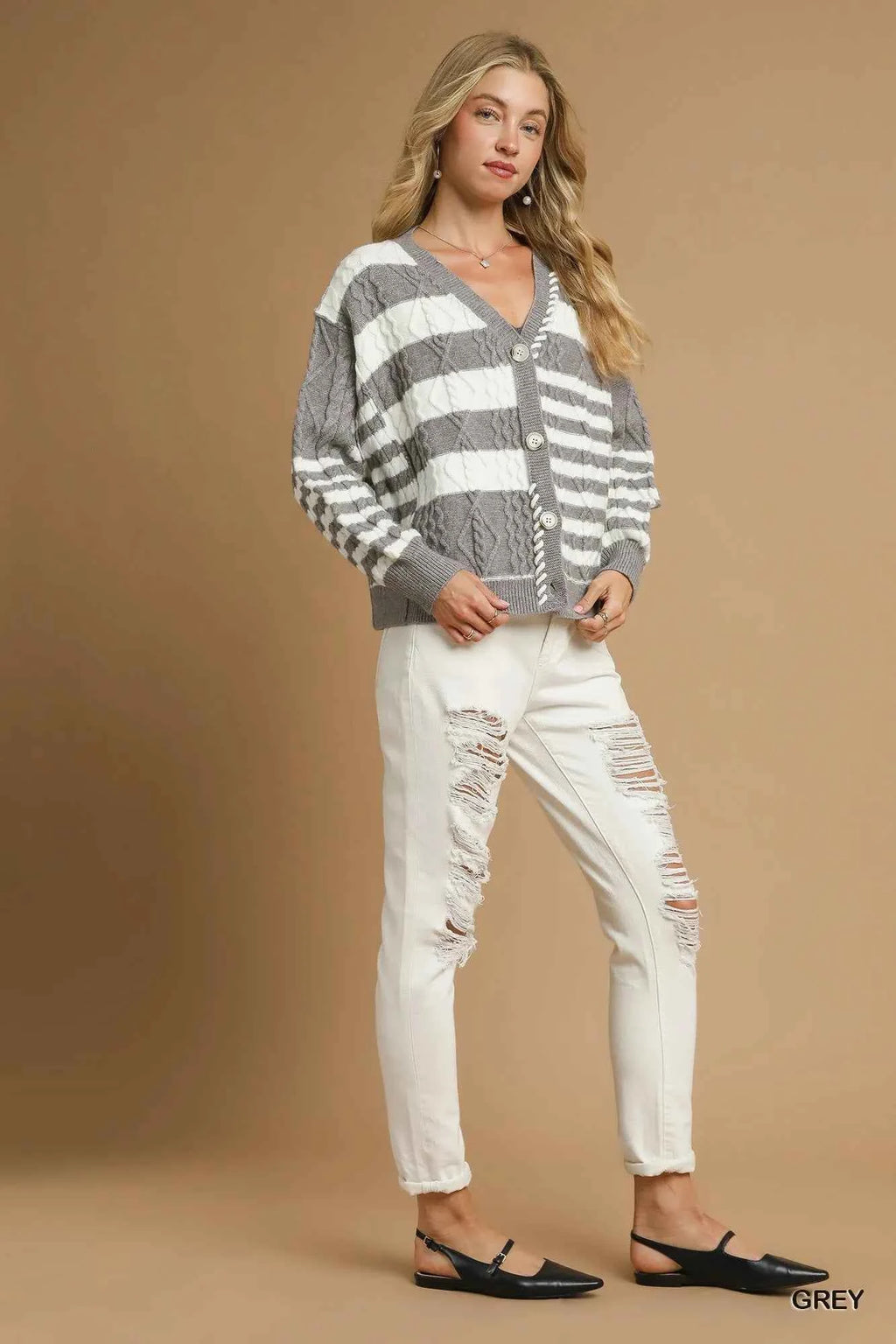Umgee Cable-Knit Stripe Button-Up Cardigan dd4a5df9-3919-4ea3-a539-2ebe42a6c3d4-Max-Origin