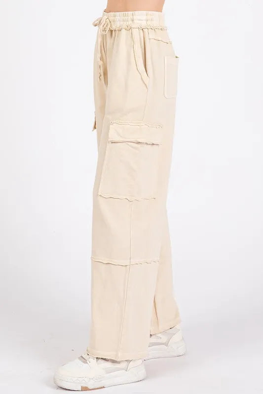 Mittoshop Mineral Wash Elastic Waist Cargo Wide Leg Pants dd5bb8c1-b31c-46d2-93f7-e053ff3fca0c-Max