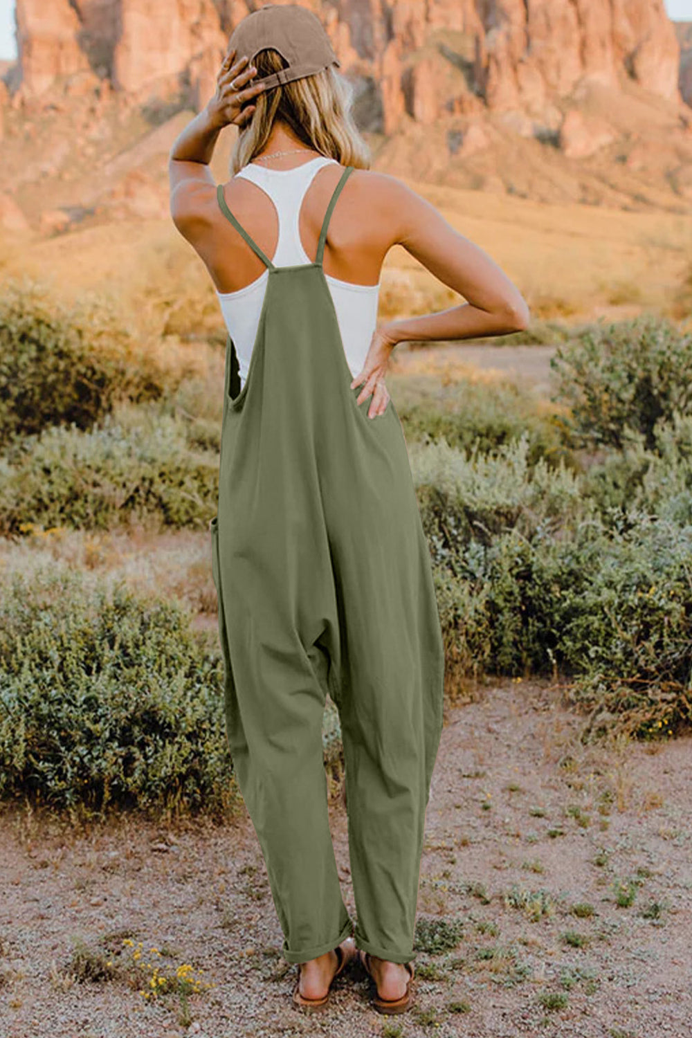 Double Take Full Size V-Neck Sleeveless Jumpsuit with Pockets dd6caa8eea074306a3067ef226f2591b-Max