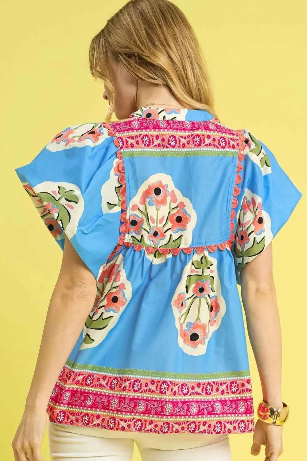 Umgee Floral Notched Puff Sleeve Blouse dd8075a8-c300-4165-95b7-45ce5d3e917c-Max-Origin