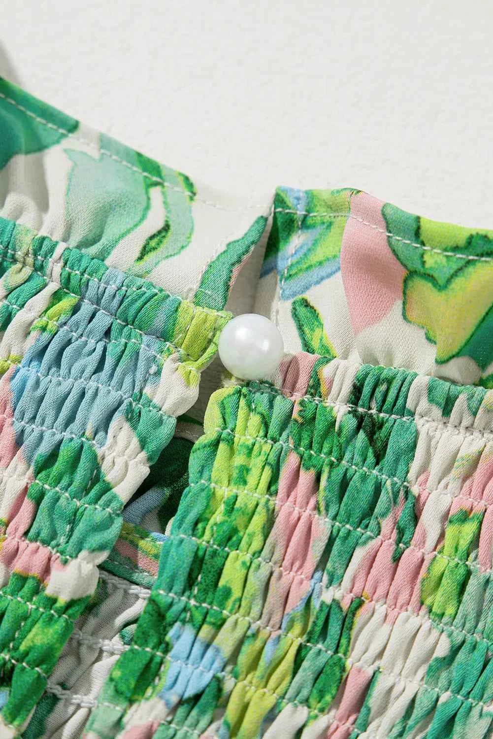 Frill Printed Mock Neck Flounce Sleeve Blouse dd8c19b0-67fc-4e7d-9c05-c448f4e976d3-Max