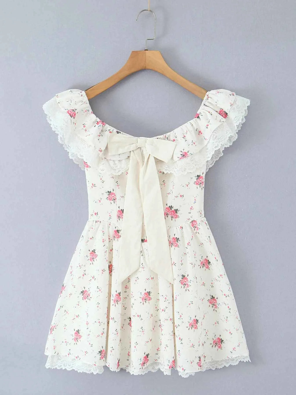 Off-Shoulder Floral Lace Trim Mini Dress dd9c5a41-fddb-465f-b456-dc2ad49f9793-Max-Origin