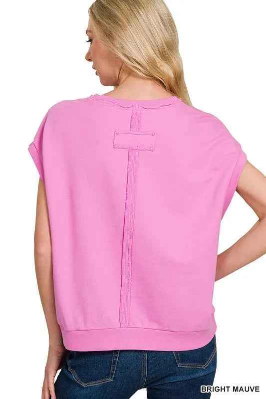 Zenana French Terry Round Neck Cap Sleeve T-Shirt ddb7afd519914b2f807f239a5bf0bf97-Max-Origin