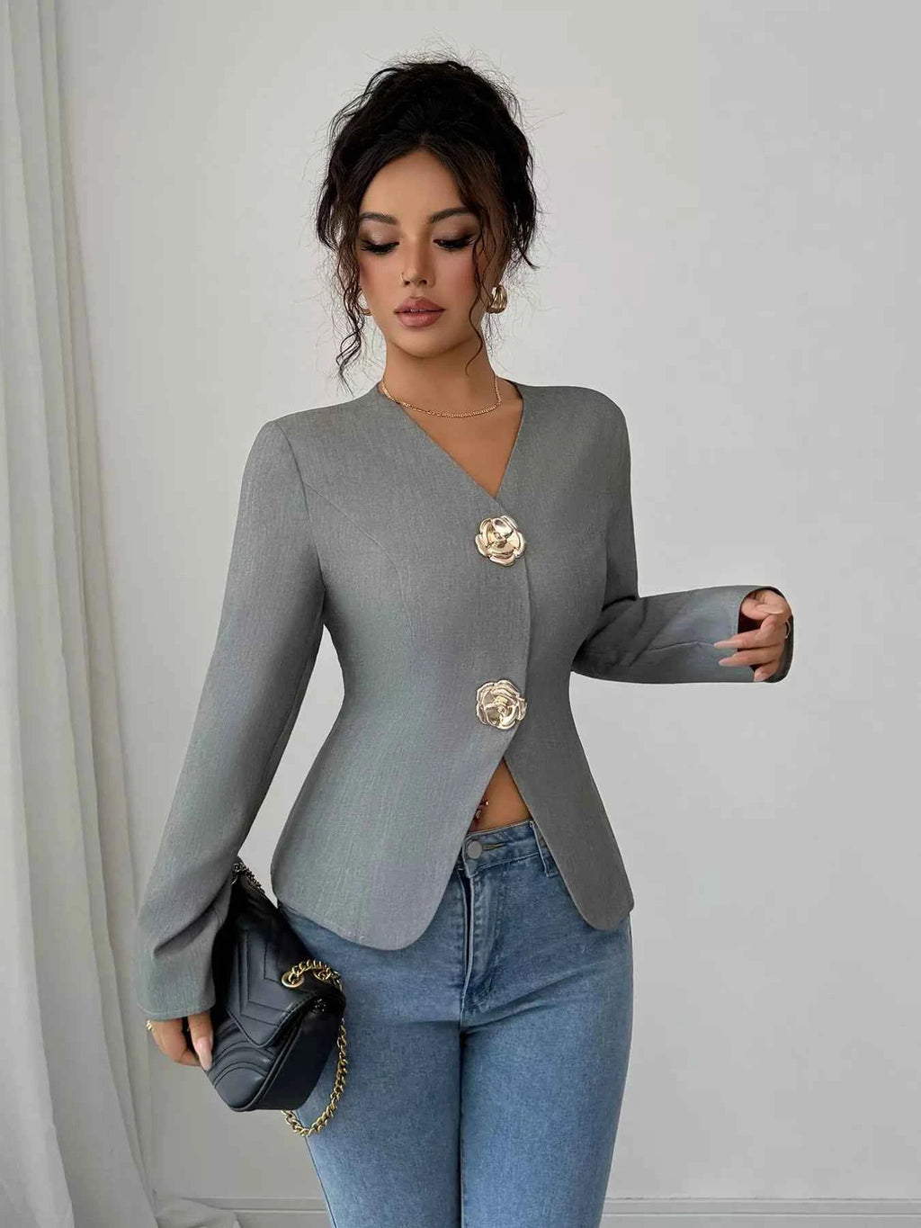 Flower Button Long Sleeve Blazer ddc50656-bf64-4e0c-bb3b-ff2c8827819a-Max-Origin