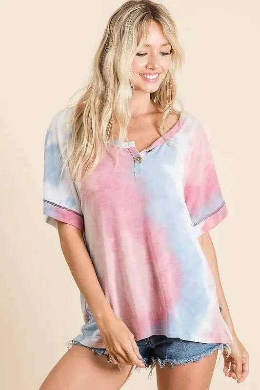 BiBi Tie Dye French Terry Top With Buttoned Placket PINK MULTI ddd5aedbe2b64c0ab30171dd2a0e2fb9-Max-Origin