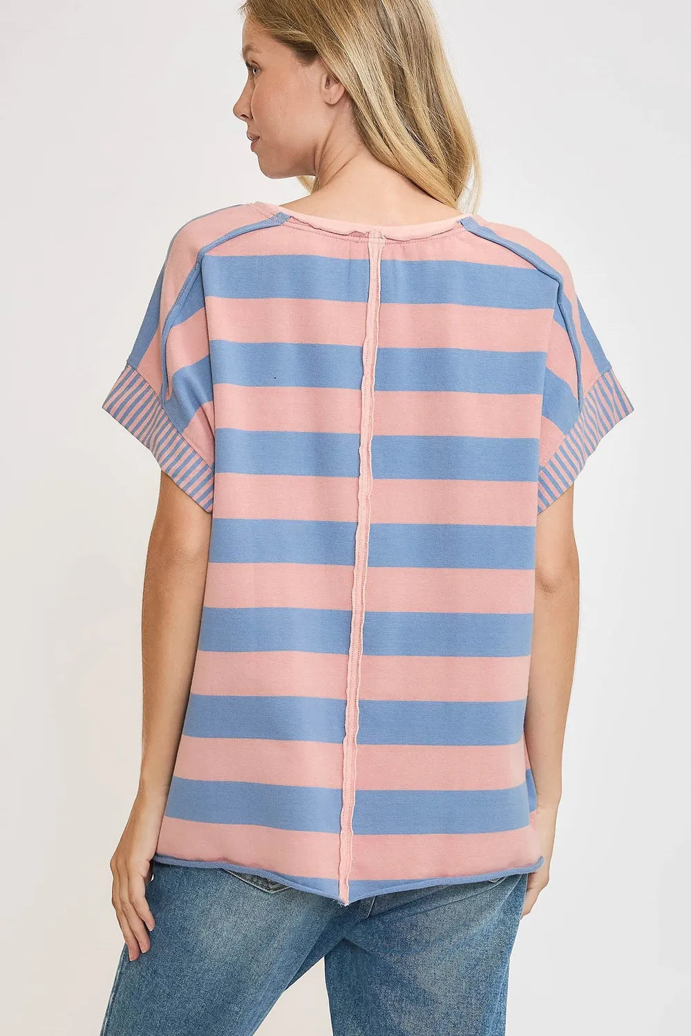 Umgee Peace Sign Patch Striped French Terry T-Shirt dde55be6-f134-4707-b5a5-04d888364f99-Max