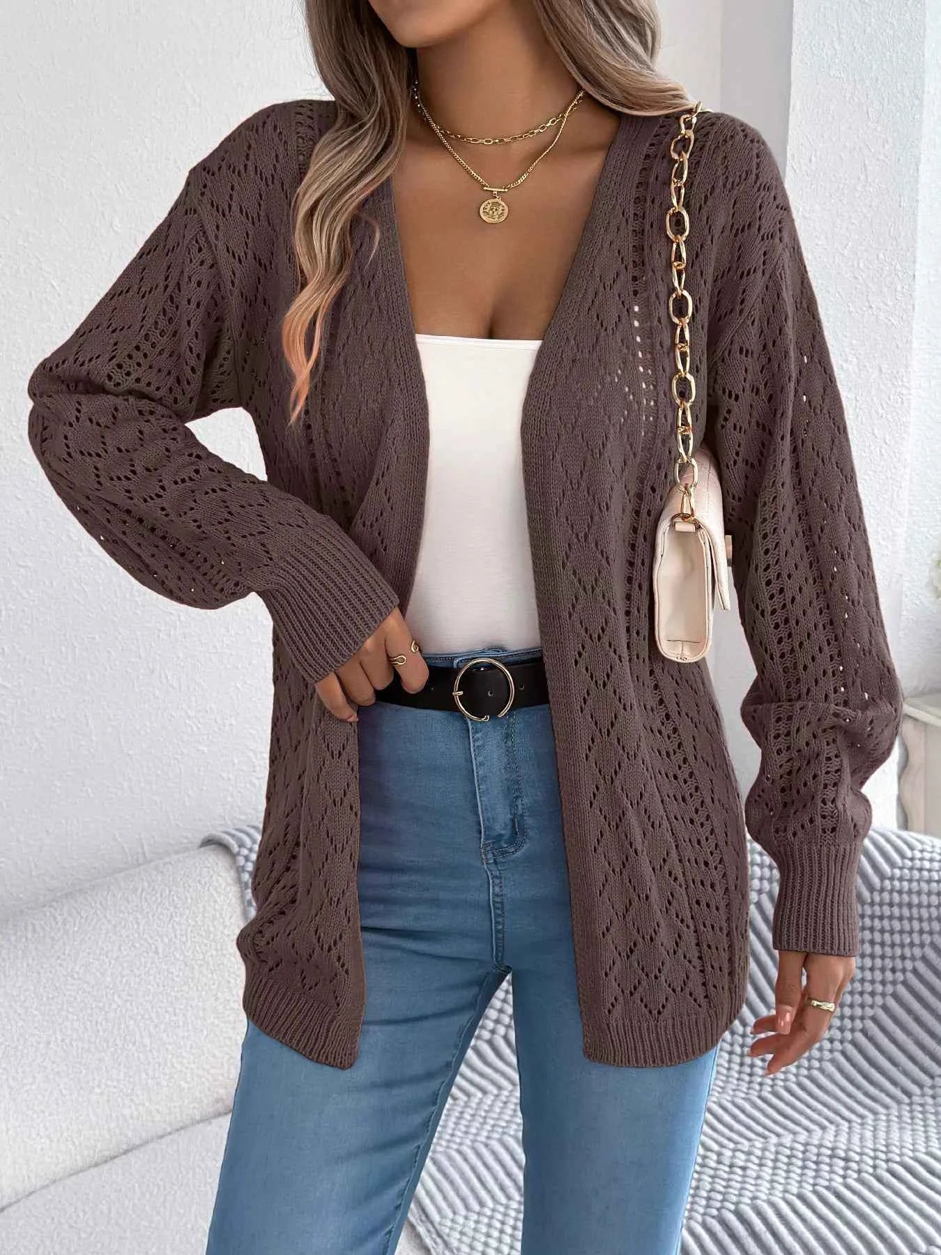 Openwork Open-Front Long Sleeve Cardigan ddf5b3ae902f4c7bab3e23122ad65778-Max-Origin