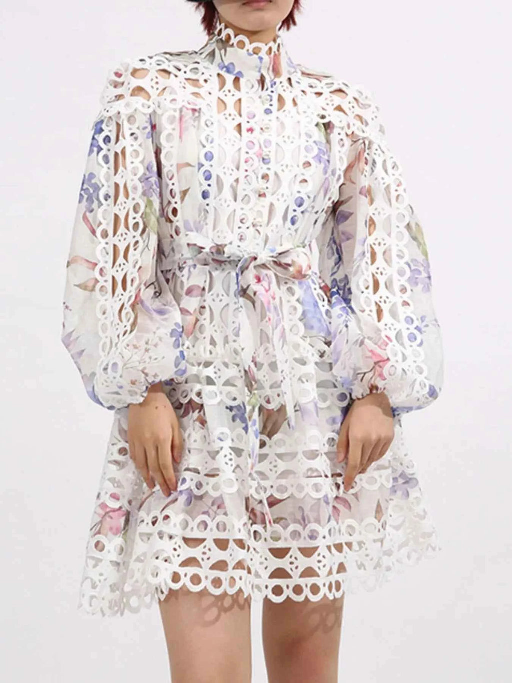 Lace Eyelet Mini Dress with Balloon Sleeves ddf6962e-f1d7-432a-bf5f-809910373912-Max-Origin