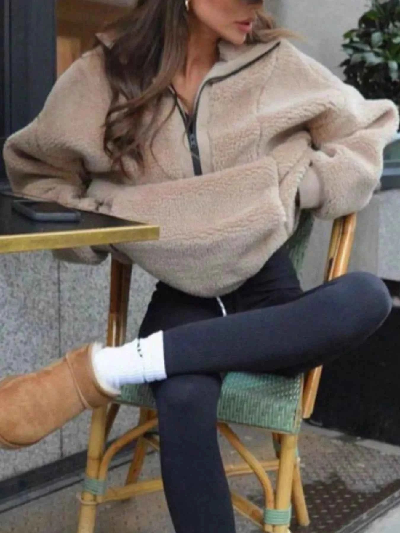 Fleece Half-Zip Sweatshirt Khaki ddffa266-f90e-4afd-b2cb-842849f714fc-Max-Origin