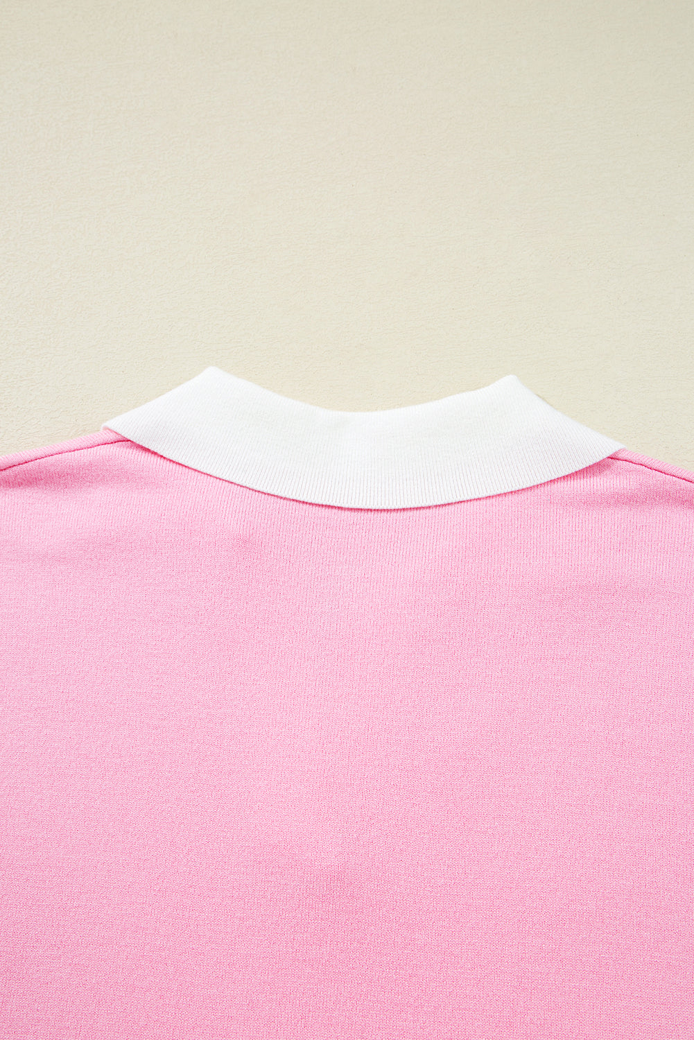 Pink Striped V Neck Collared Colorblock Patchwork Sweater de700ba307fe8d78