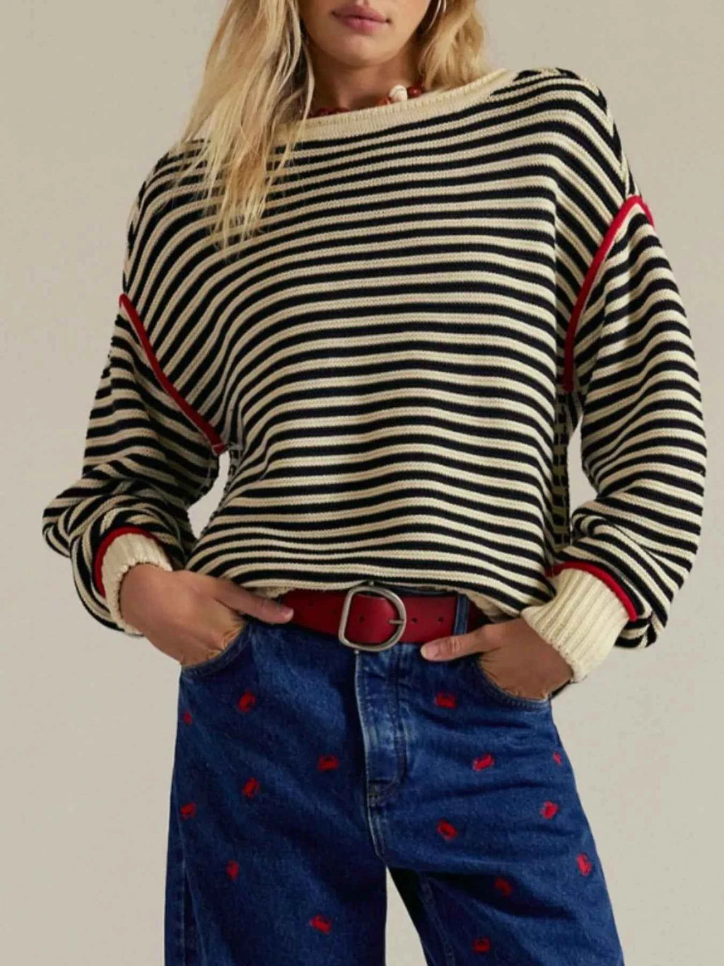 Striped Round Neck Long Sleeve Sweater de70f268-4ed0-4221-b87b-c7b958314ae3-Max-Origin