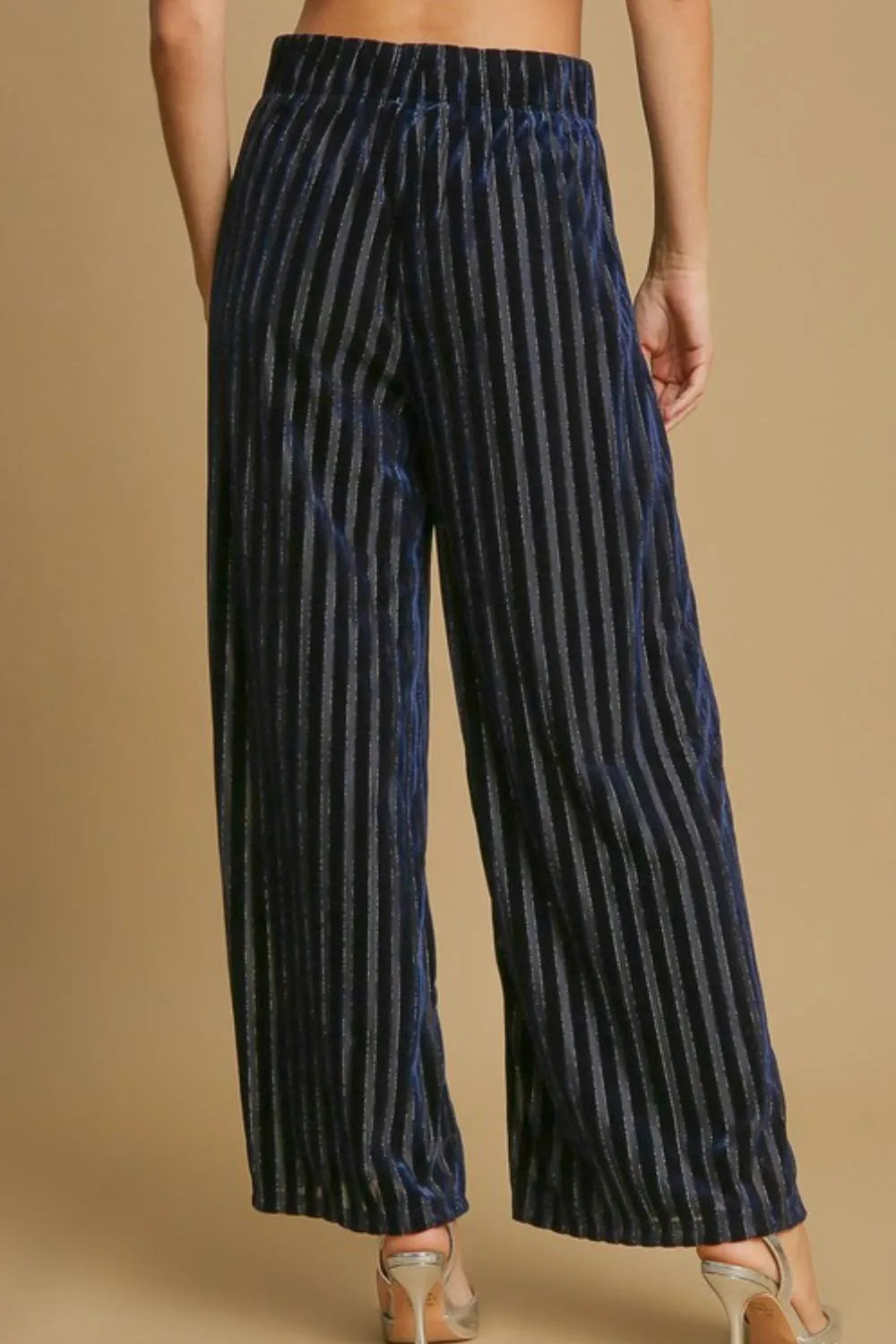 Umgee Full Size Elastic Waist Striped Wide Leg Velvet Pants de887a61-e192-42a1-9af4-c2d87295bbe5-Max