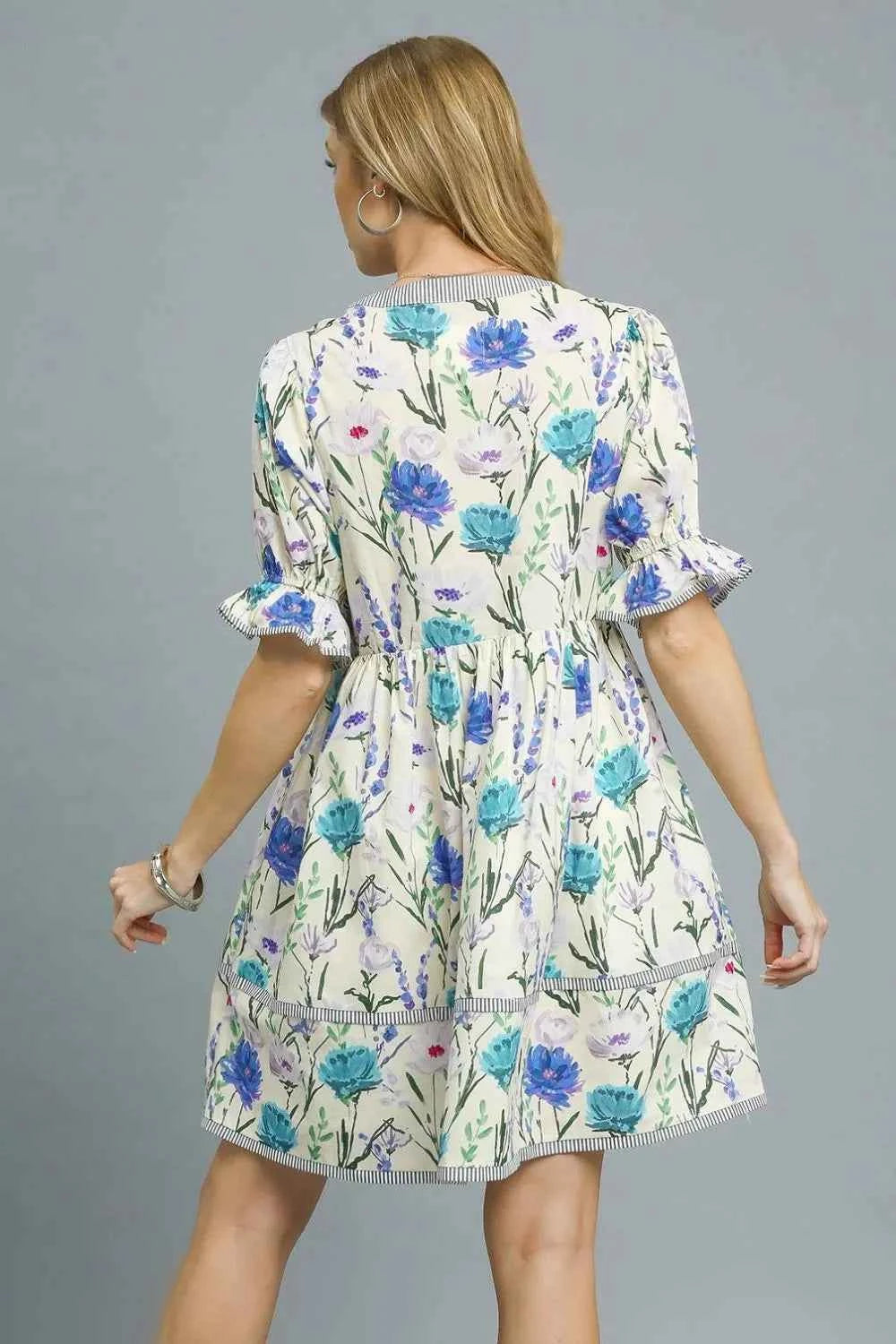 Umgee BabyDoll Floral Striped Hem Mini Dress dedc055a-1ff5-4036-ac68-69b72c4cd72c-Max-Origin