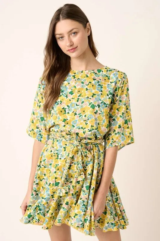 Mittoshop Floral Tie Waist Half Sleeve Mini Dress dedcc873-74f6-4f91-b1af-06f6c3a73530-Max