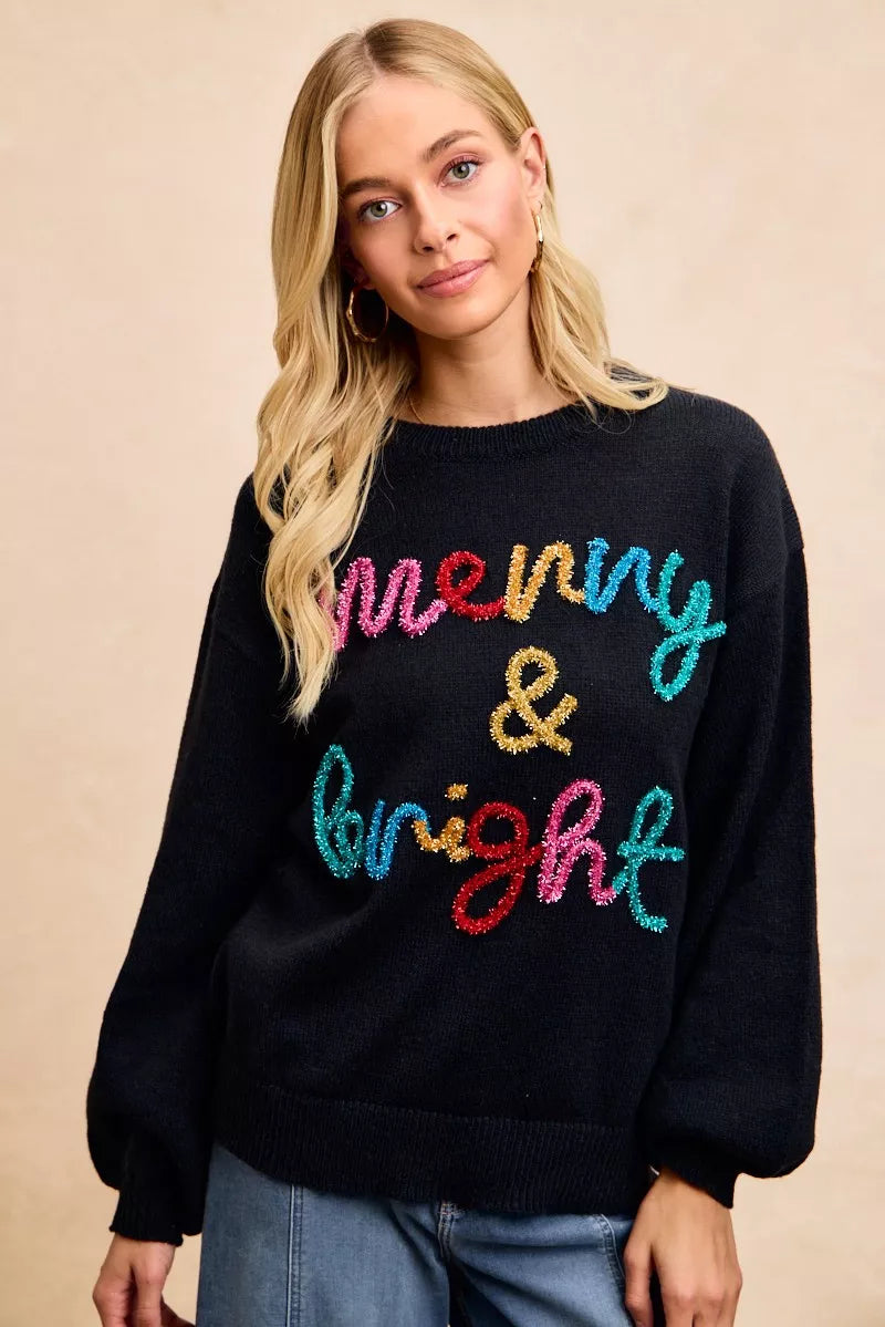 BiBi Tinsel Lettering Christmas Sweater defbfa26ef064eb2b0a1c13ae141e21f-Max-Origin