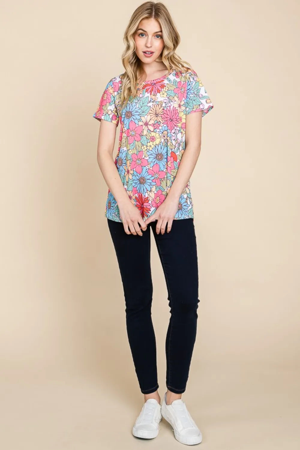 BOMBOM Floral Short Sleeve T-Shirt df1f8f50-6535-4874-bb89-dac17662b160-Max