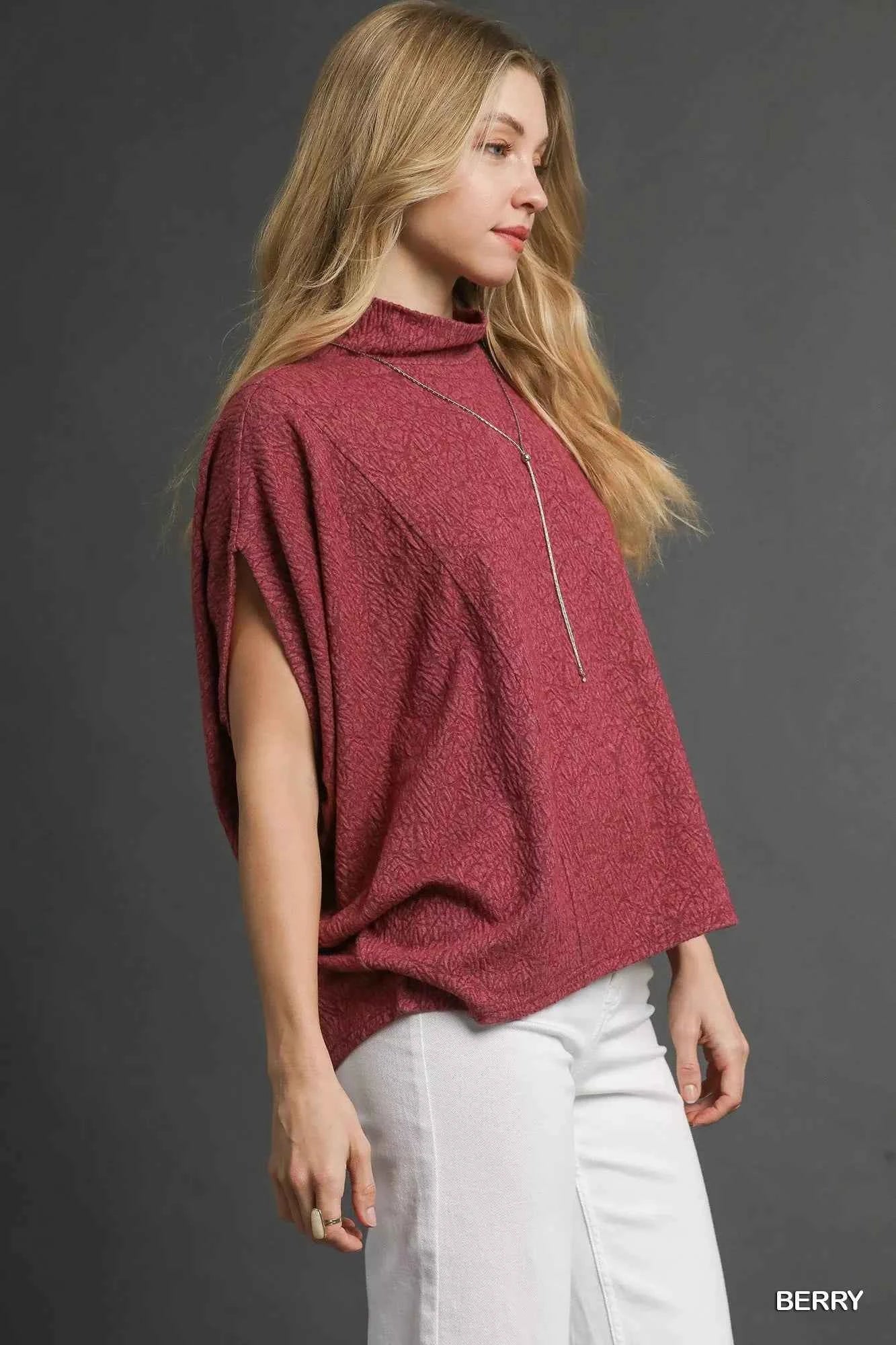 Umgee Textured Mock Neck Relaxed Top df26de64-5964-4a9f-988f-9a23088809fe-Max-Origin
