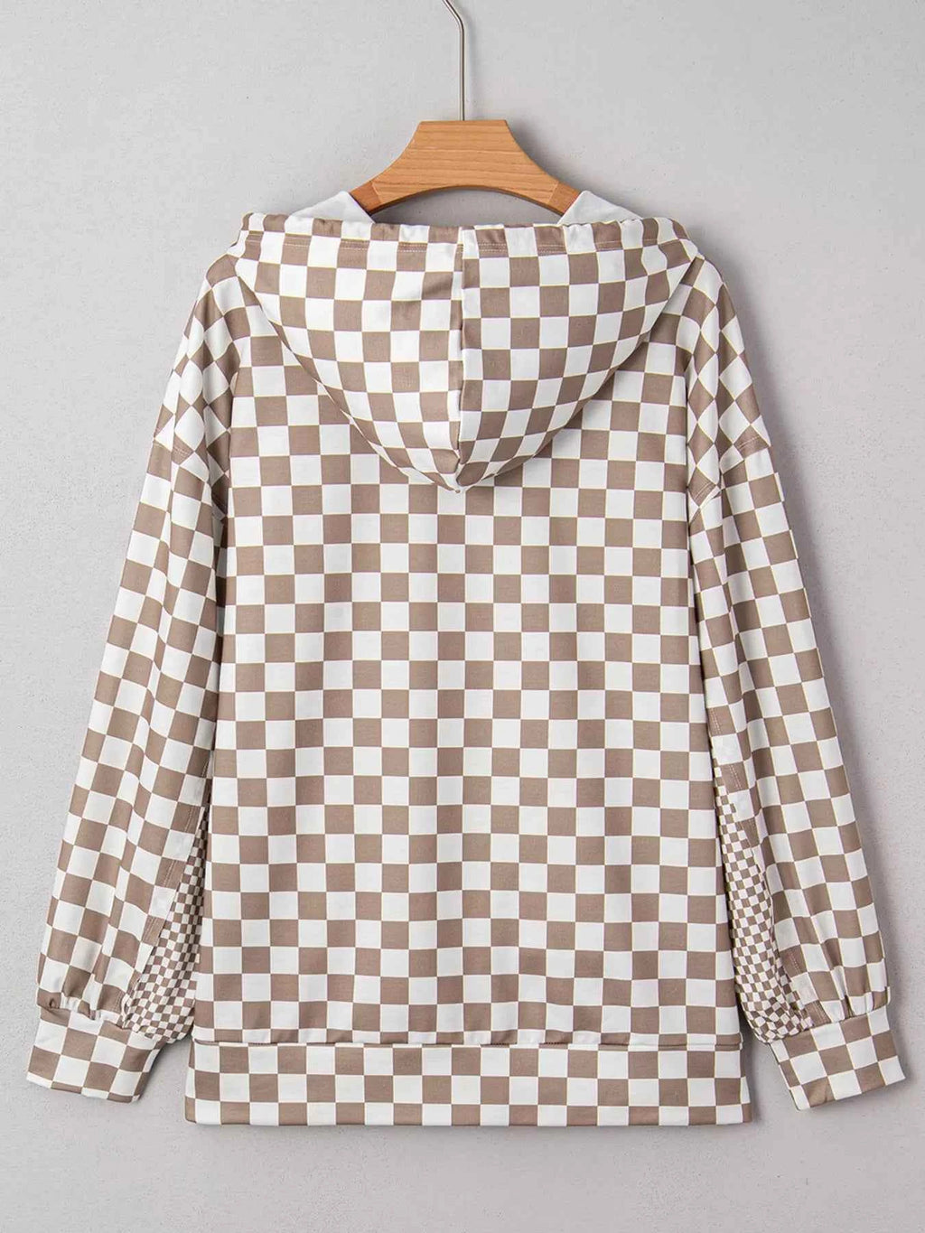 Checkered Pattern Oversized Drawstring Hoodie df3f3701a7f04221b624d3b77efe3274-Max-Origin