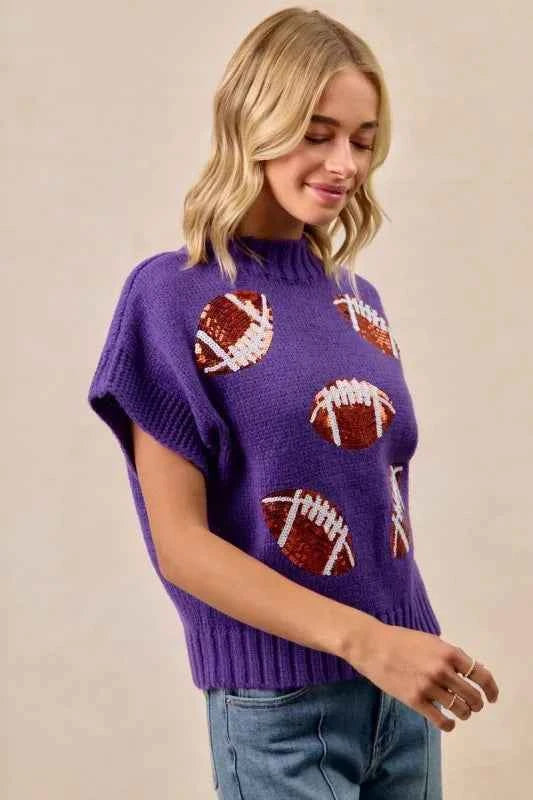 BiBi Gameday Sequin Football Patches Rib Banded Sweater df4ebc13-25da-4c03-9e36-9233f6c9e8c7-Max-Origin