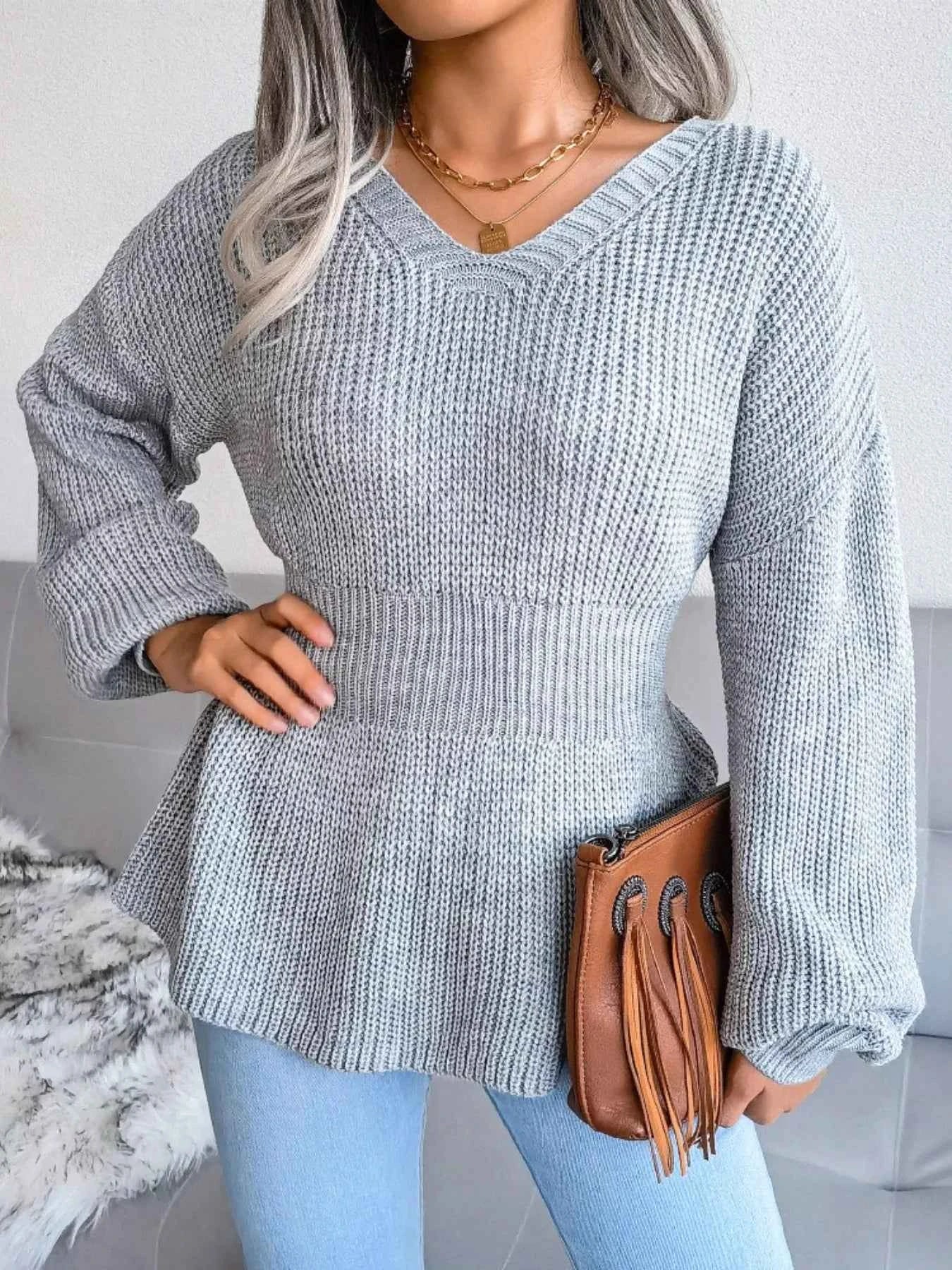 V-Neck Dropped Shoulder Sweater df59b205-47f8-42e3-a6eb-5437bf2c0b02-Max-Origin