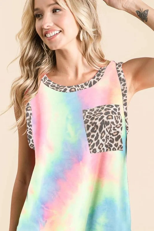 BiBi Sleeveless Tie Dye Top With Leopard Band df7bcb622ae94011b026b898ed2a8f17-Max-Origin