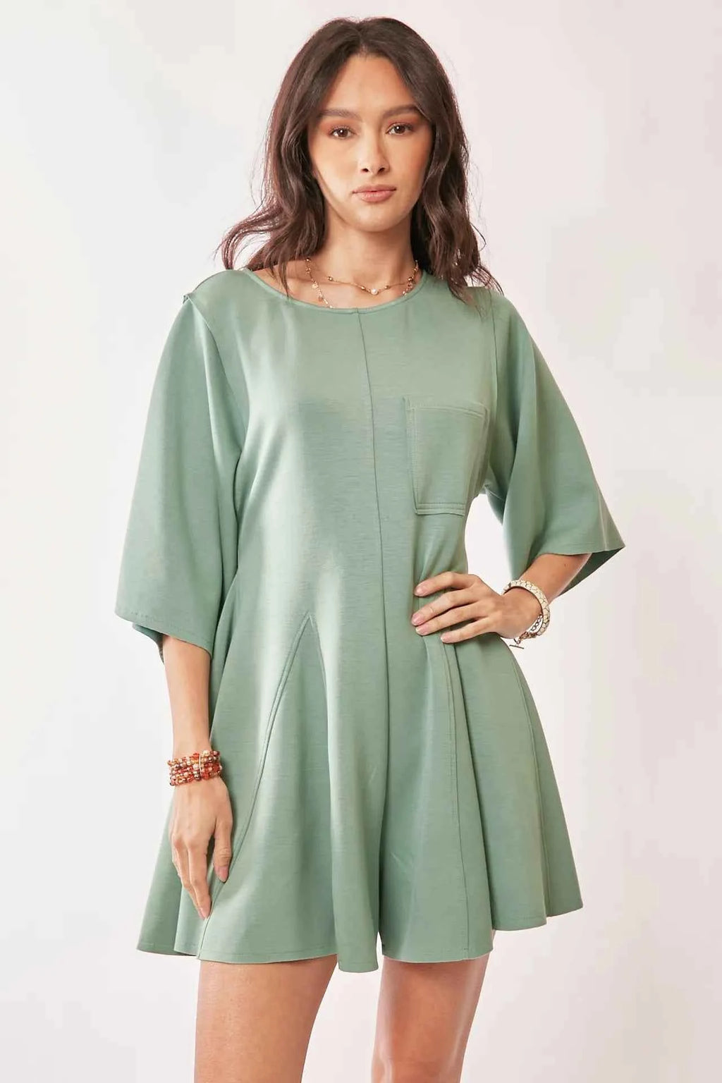 Davi & Dani Solid Draped Sleeve Ties Back Skort Romper df8881dbf23b4d43a461187b16dcd792-Max-Origin