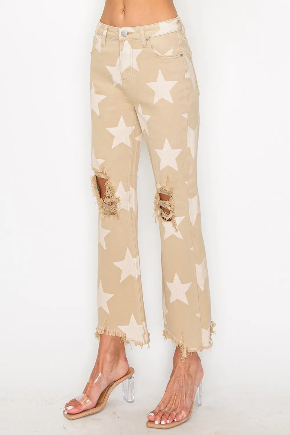 RISEN Full Size High Rise Star Printed Frayed Hem Jeans df9adf2b-05bc-470b-937b-2e119c6f5bc5-Max