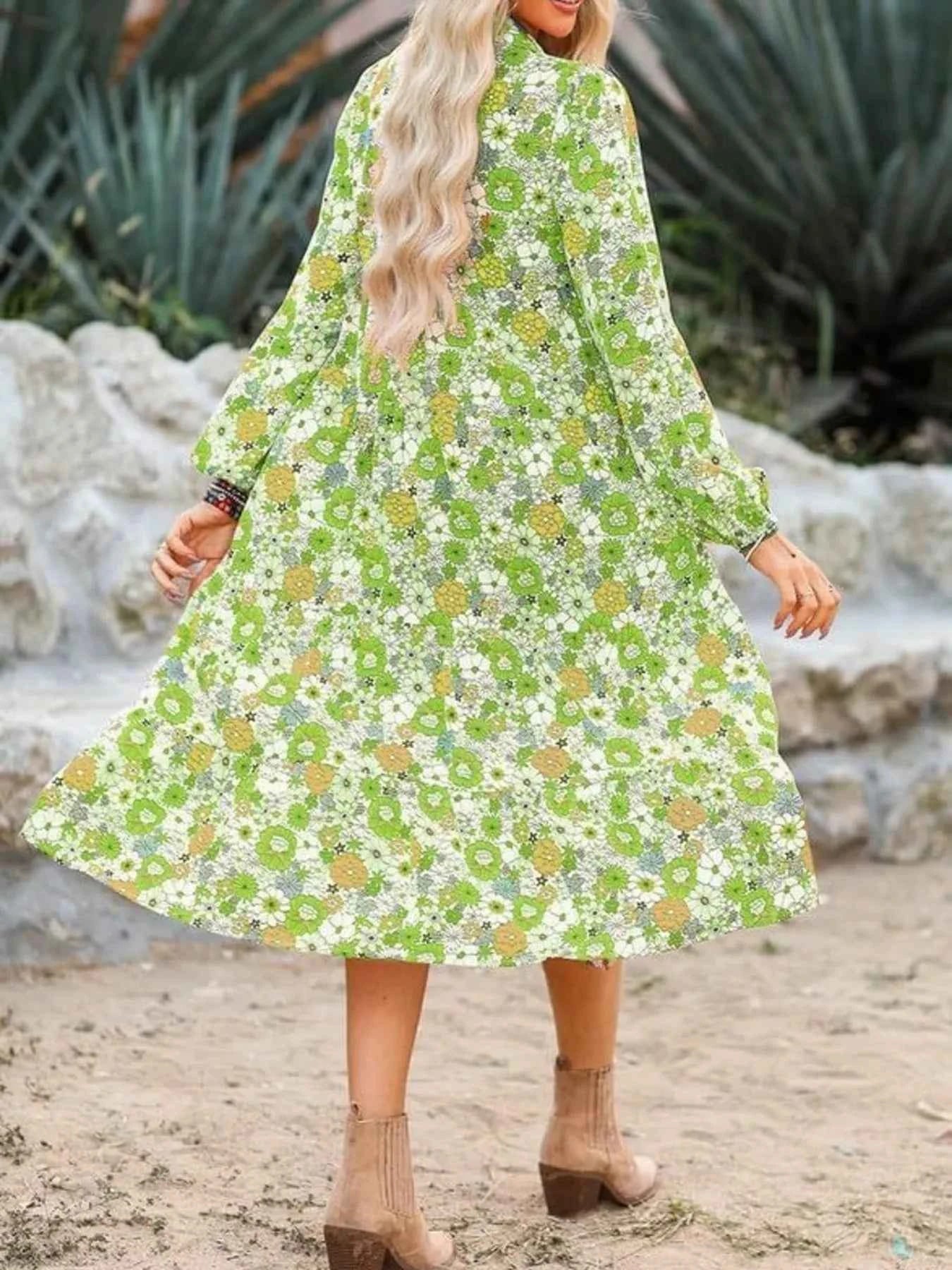 Floral Print Balloon Sleeve Midi Dress df9b6b3f420042b98862cf0764995d77-Max-Origin