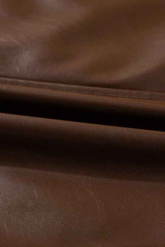 Leather Drawstring Hem Pocketed Jacket dfa941a1-8e67-45b4-88c3-72e6ef3552d1