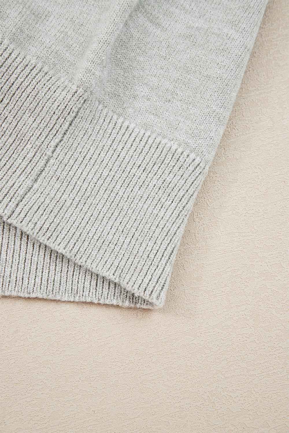 Light Grey Button Keyhole Lace Patchwork Drop Shoulder Sweater dfcd96fa8b4b629e