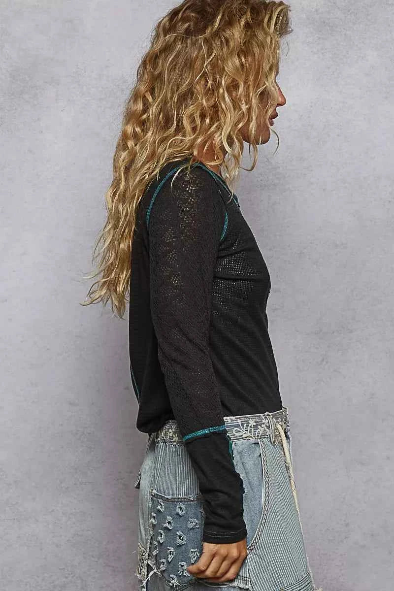 POL Long Sleeve Top with Contrasting Stitching e0039aa4-f9f3-4dc4-8627-1f367eef291a-Max-Origin