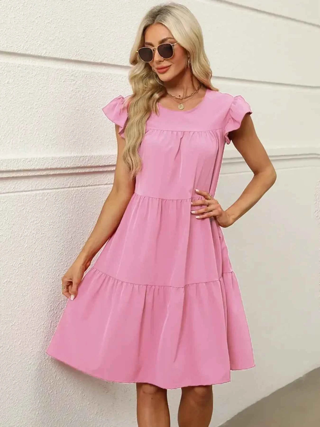 Tiered Ruffle Sleeve Mini Dress e022490476764999b0ba0605975e69a5-Max-Origin