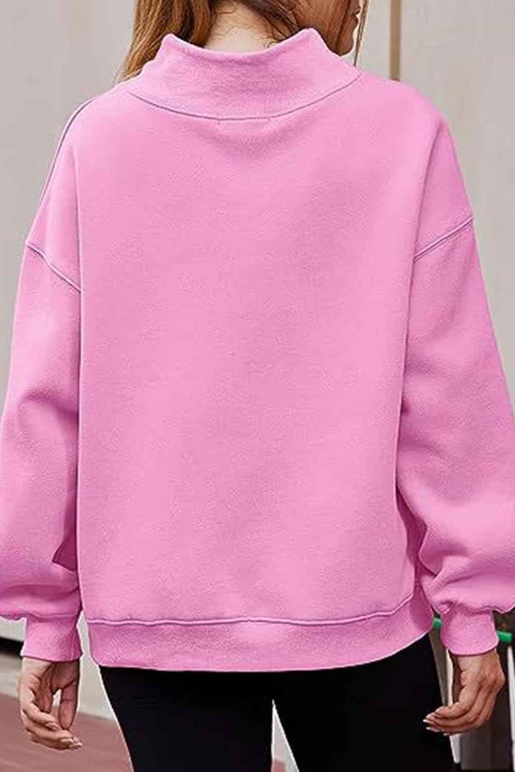 Chicory Coffee Solid Color High Neck Long Sleeve Loose Sweatshirt e054a264e138740f