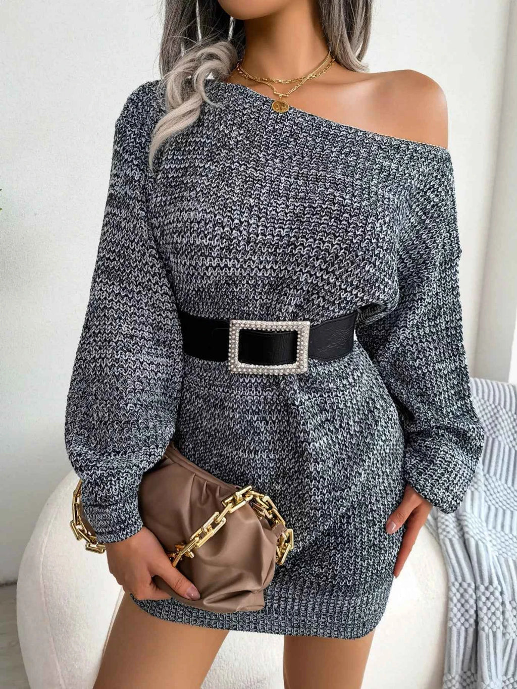 Multi-Color One-Shoulder Sweater Dress e065db55-c8df-420d-b06a-f3f4a49f7921-Max-Origin
