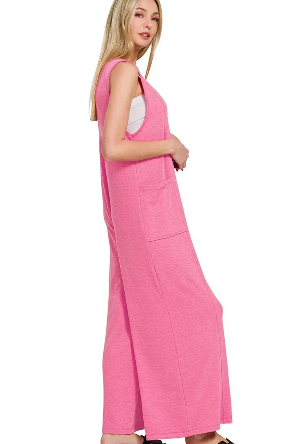 Zenana French Terry Deep V Neck Jumpsuits e09a6859-2763-4095-8258-82207108fa3f-Max-Origin