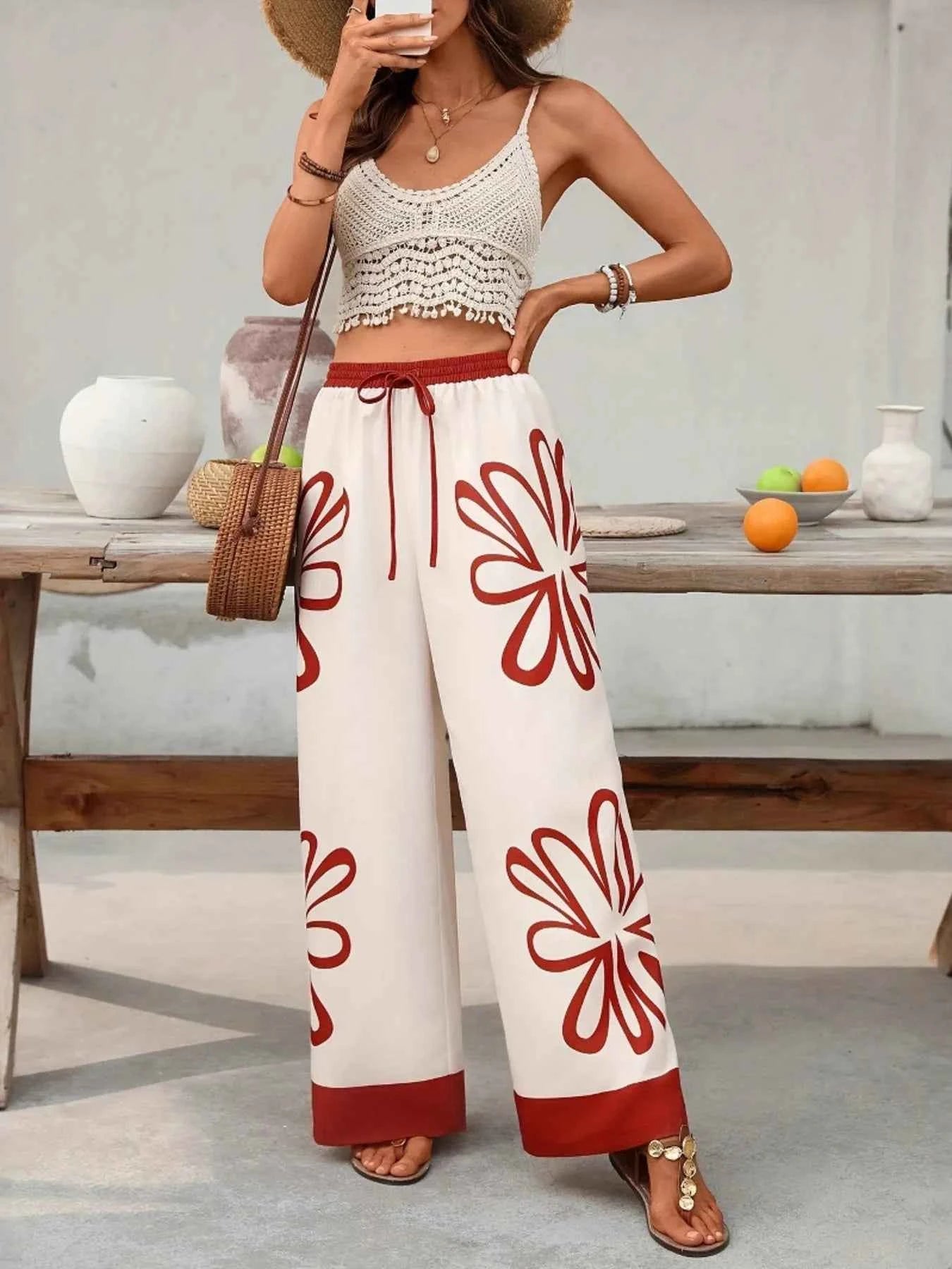 Floral Drawstring Wide Leg Pants Dust Storm e0a0363e0f184f78a20b885f08ba7992-Max-Origin