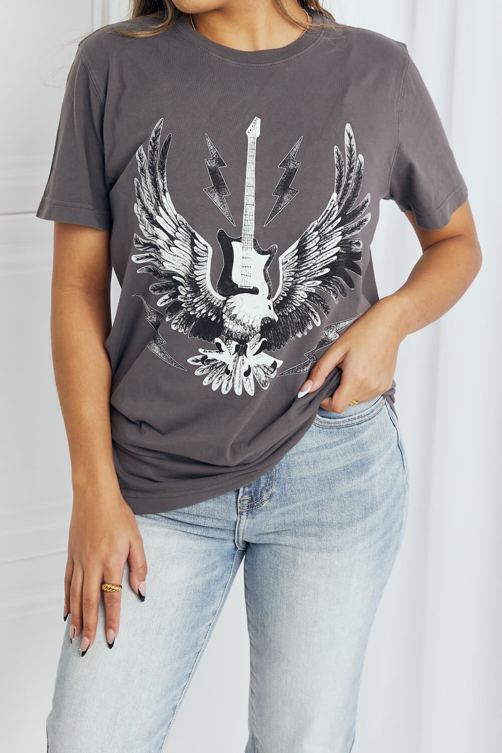 mineB Full Size Eagle Graphic Tee Shirt Charcoal e12decd52e184330bdb7d17d7529ab69-Max