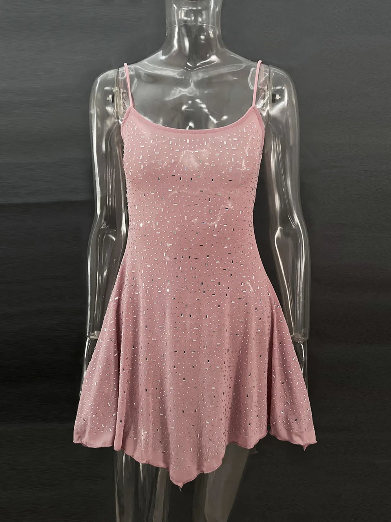 Rhinestone Decor Mini Cami Dress Pink e161bc49dfad4d2ea023f106630ff941-Max-Origin