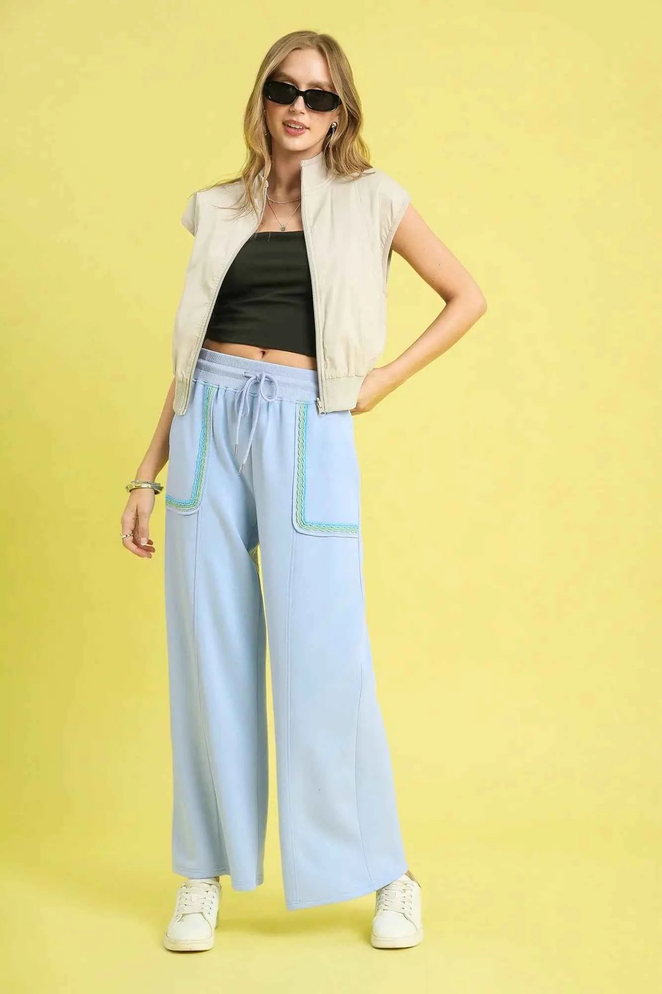 Umgee Drawstring Wide Leg Pants with Scallop Trim Detail e174d460-cdfb-45b4-a06b-218d0224bee3-Max-Origin