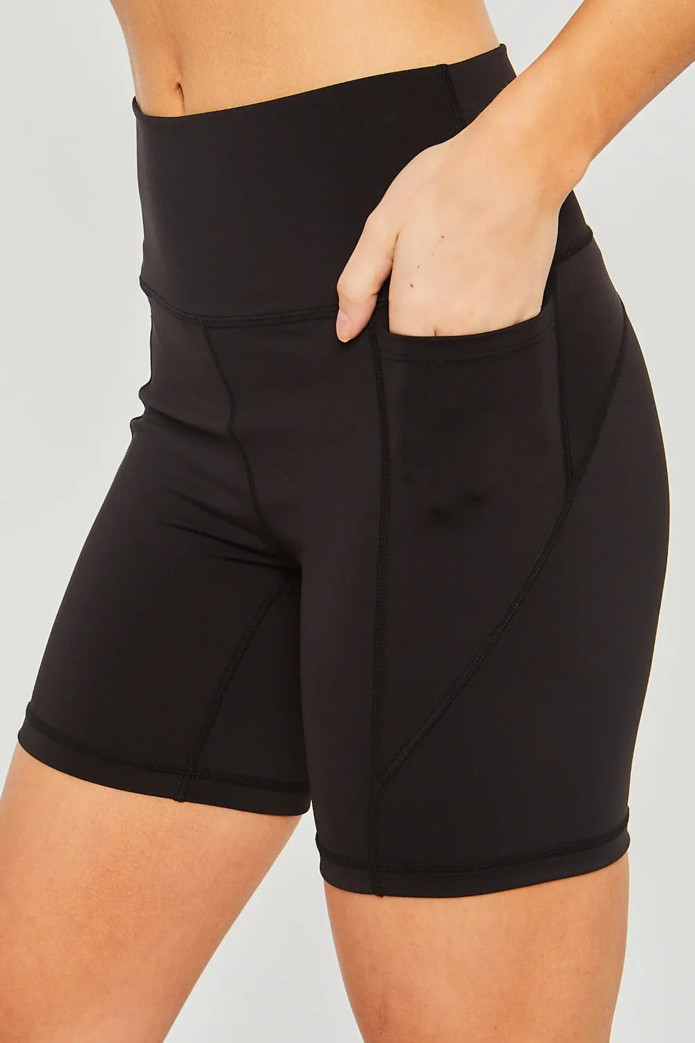 Love Tree High Waist Seam Detail Active Shorts Black e17f0c6f-2474-460c-ab06-1b0dbc45b872-Max