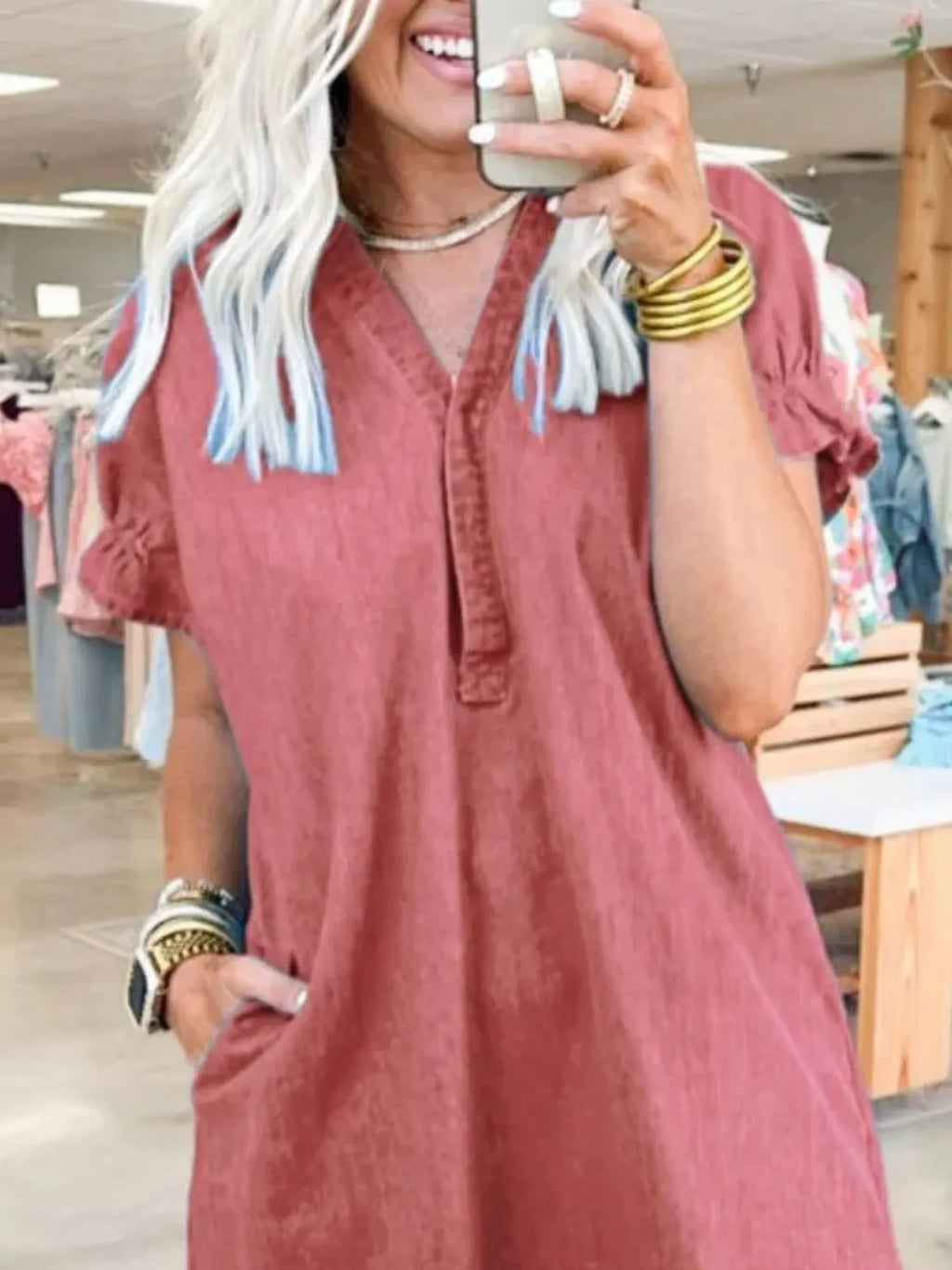 Full Size V-Neck Short Sleeve Denim Dress Plus Size e19f99ef-bea9-4a2a-be65-e66c44ad90dc-Max-Origin