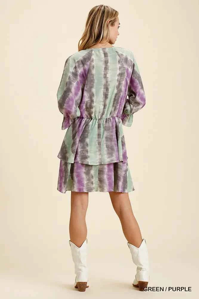 Umgee Tie Dye Ruffled Layered Dress with Elastic Waistband e1a4cfc2-67e1-48b4-9156-0bfbd43b4d95-Max-Origin