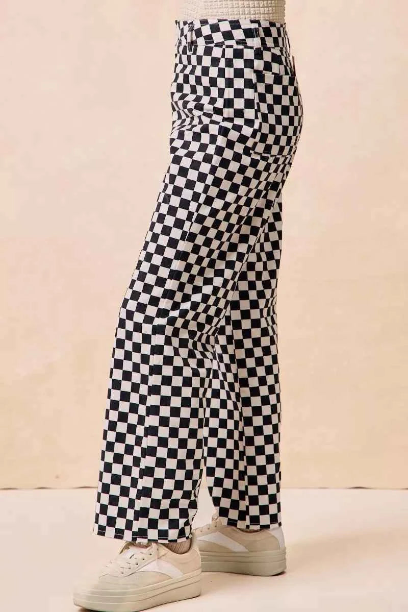 BiBi Gameday Theme Checkered Printed Pants e1b20a5c6e11402ba415d800d045ce62-Max-Origin