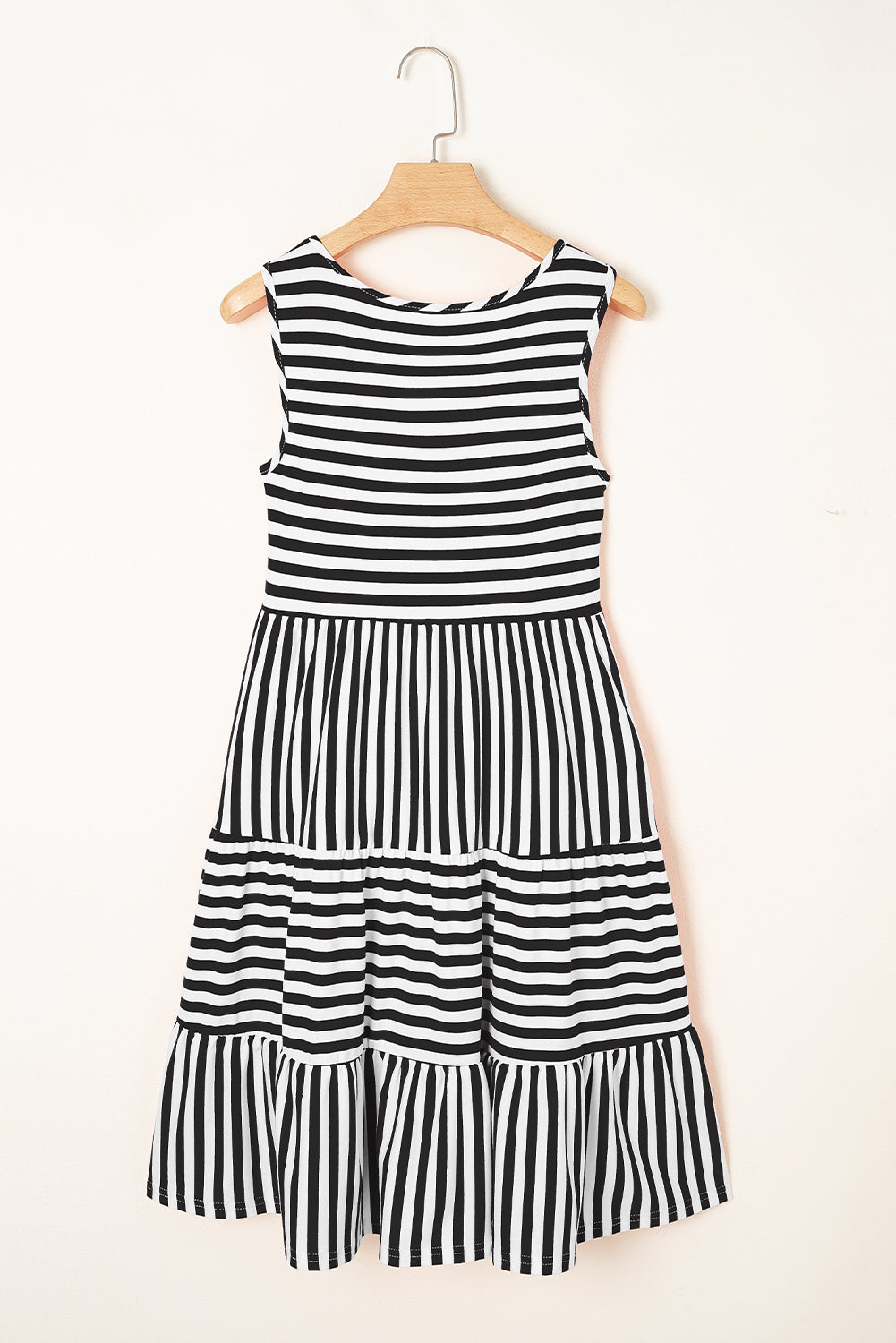 Black Stripe U Neck Sleeveless Loose Fit Mini Dress e1b933fc3141c6c0