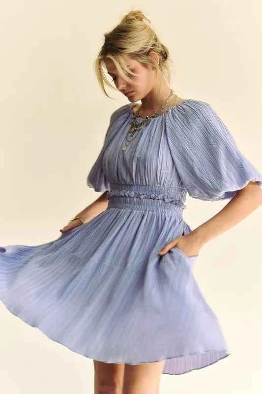 Davi & Dani Back Button Puff Sleeve Mini Dress e1bfa863f1eb4086bb8899b2f81994e5-Max-Origin