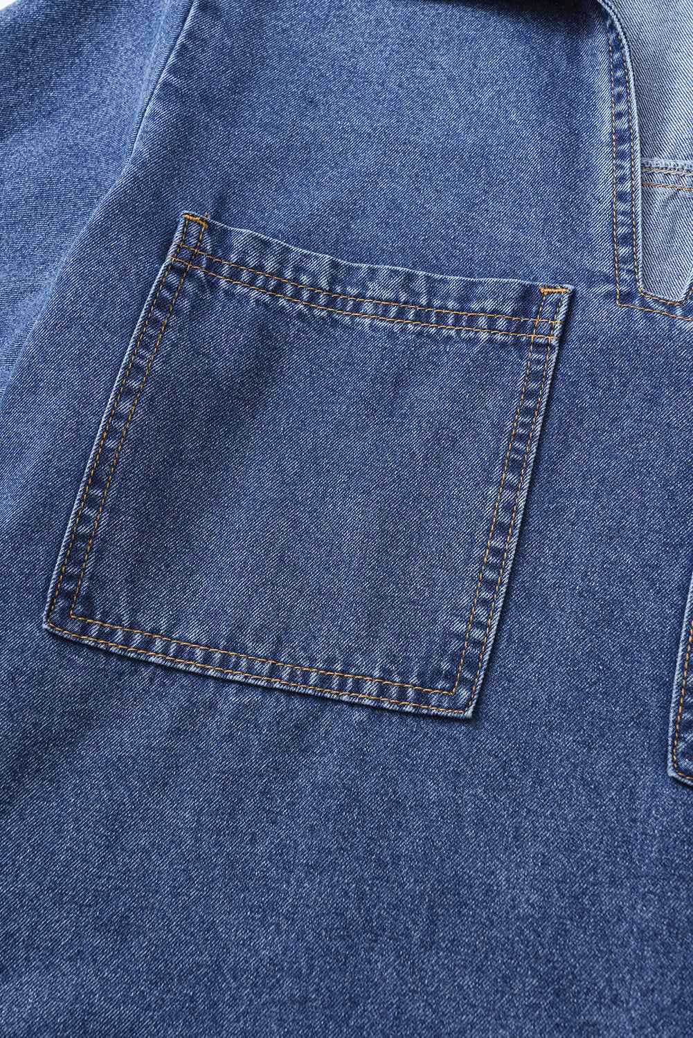 Blue Short Sleeve Collared Chest Pocket Denim Mini Dress e1e3a036e0cf4866