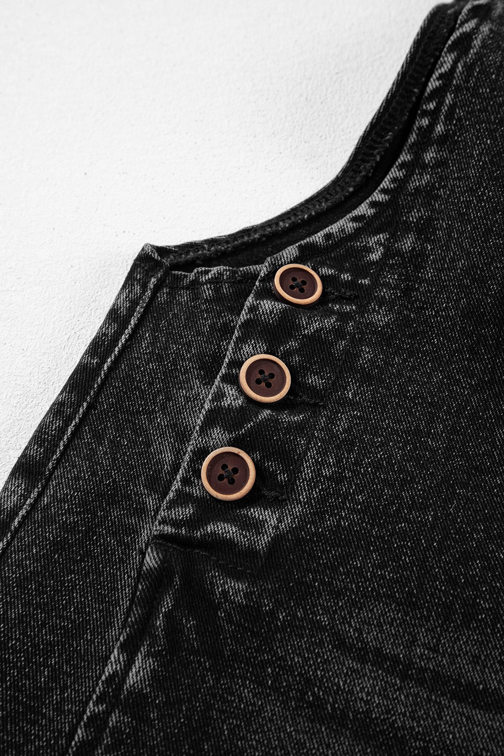 Black Distressed Bib Pocket Wide Leg Denim Overall e1f527423530fe68