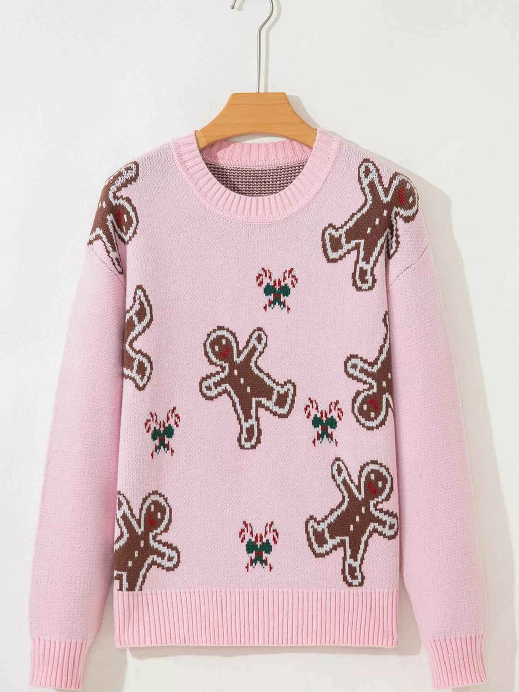 Christmas Ginger Bread Man Round Neck Casual Sweater e211d2e9a77048eca4c3264aa55aa3d8-Max-Origin